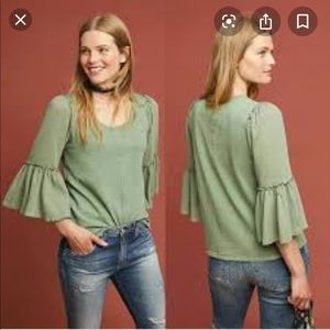 Anthropologie Bordeaux Foster Bell Sleeve Top
